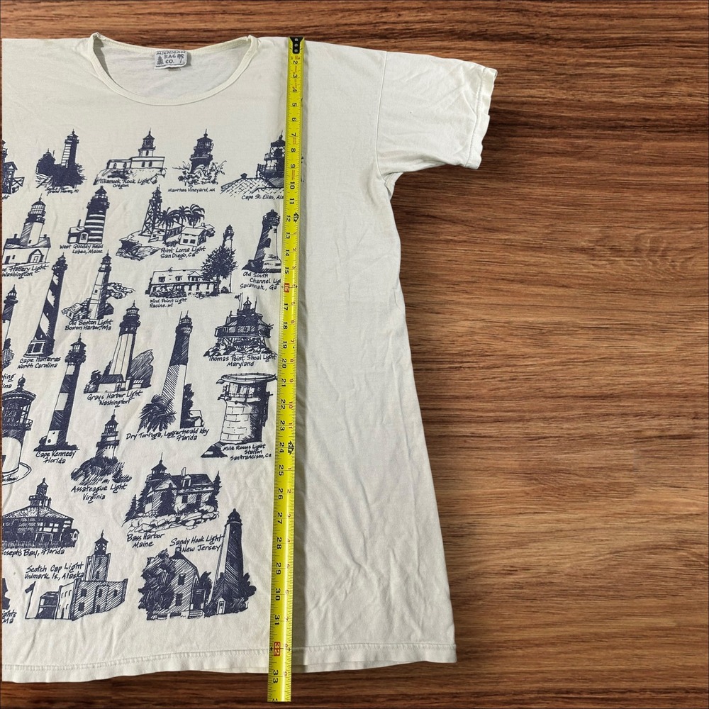 Vintage Michigan Rag Co Lighthouse All Over Print Novelty T-Shirt One Size - Picture 6 of 7